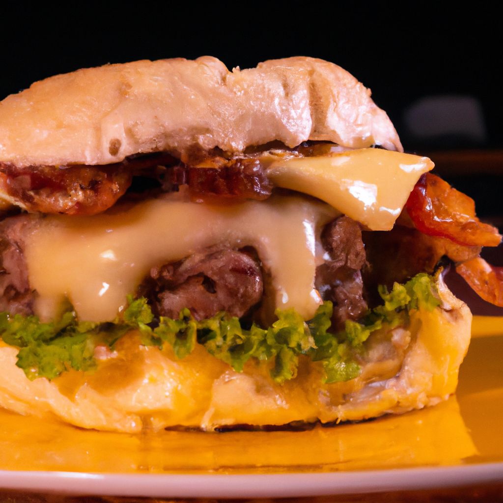 Hambúrguer recheado com queijo e bacon