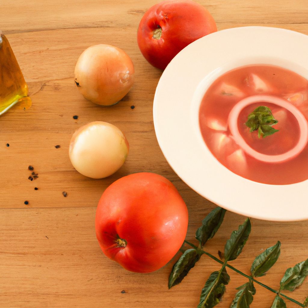Receita de Sopa de Melancia e Tomate ao Azeite Aromatizado e Manjericão Fresco