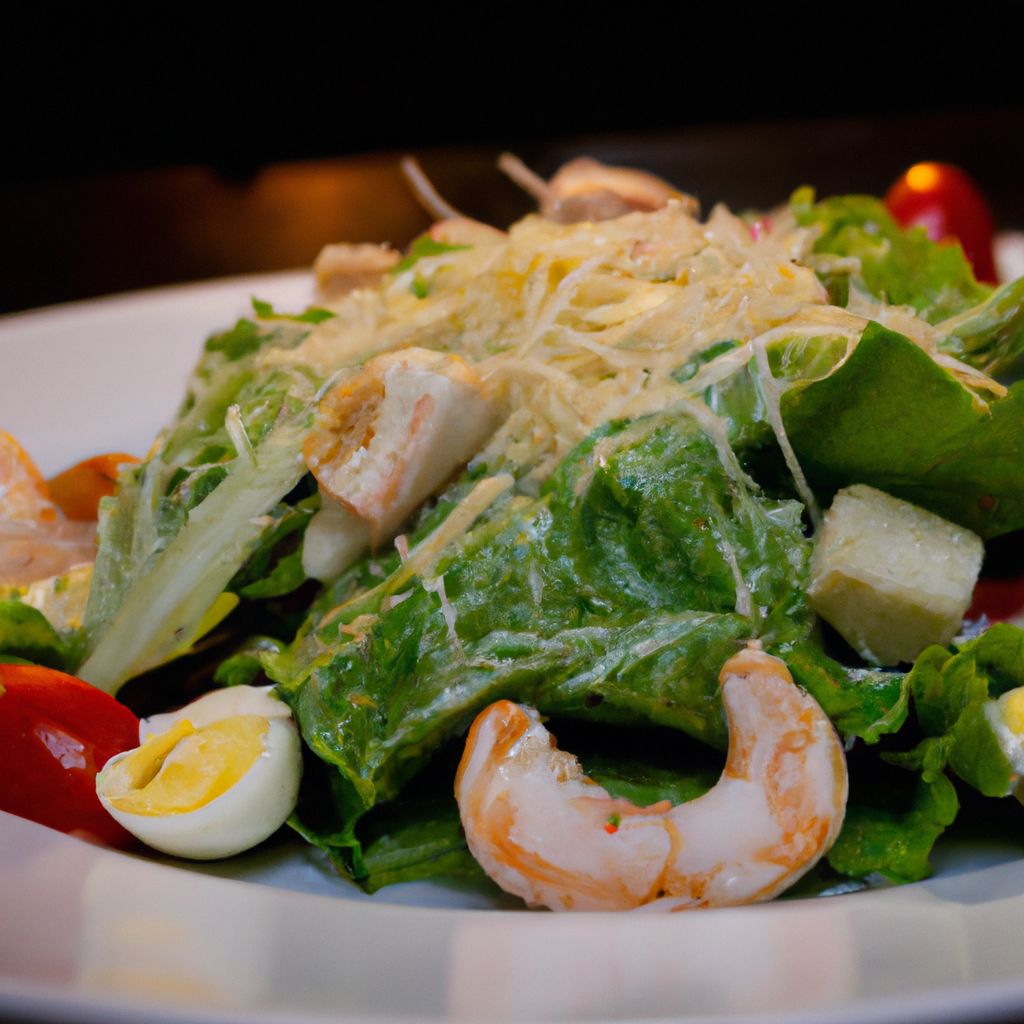 Salada Caesar com camarão