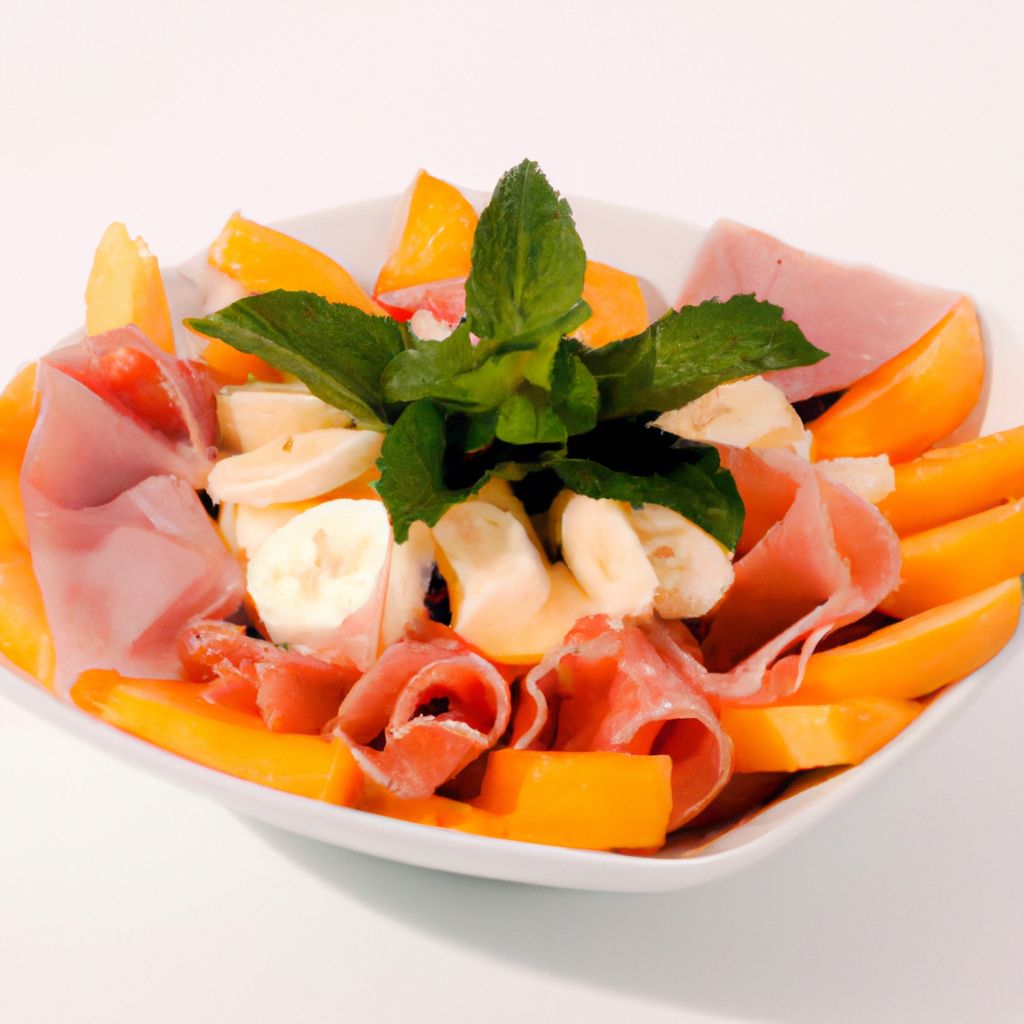 Salada com frutas e presunto