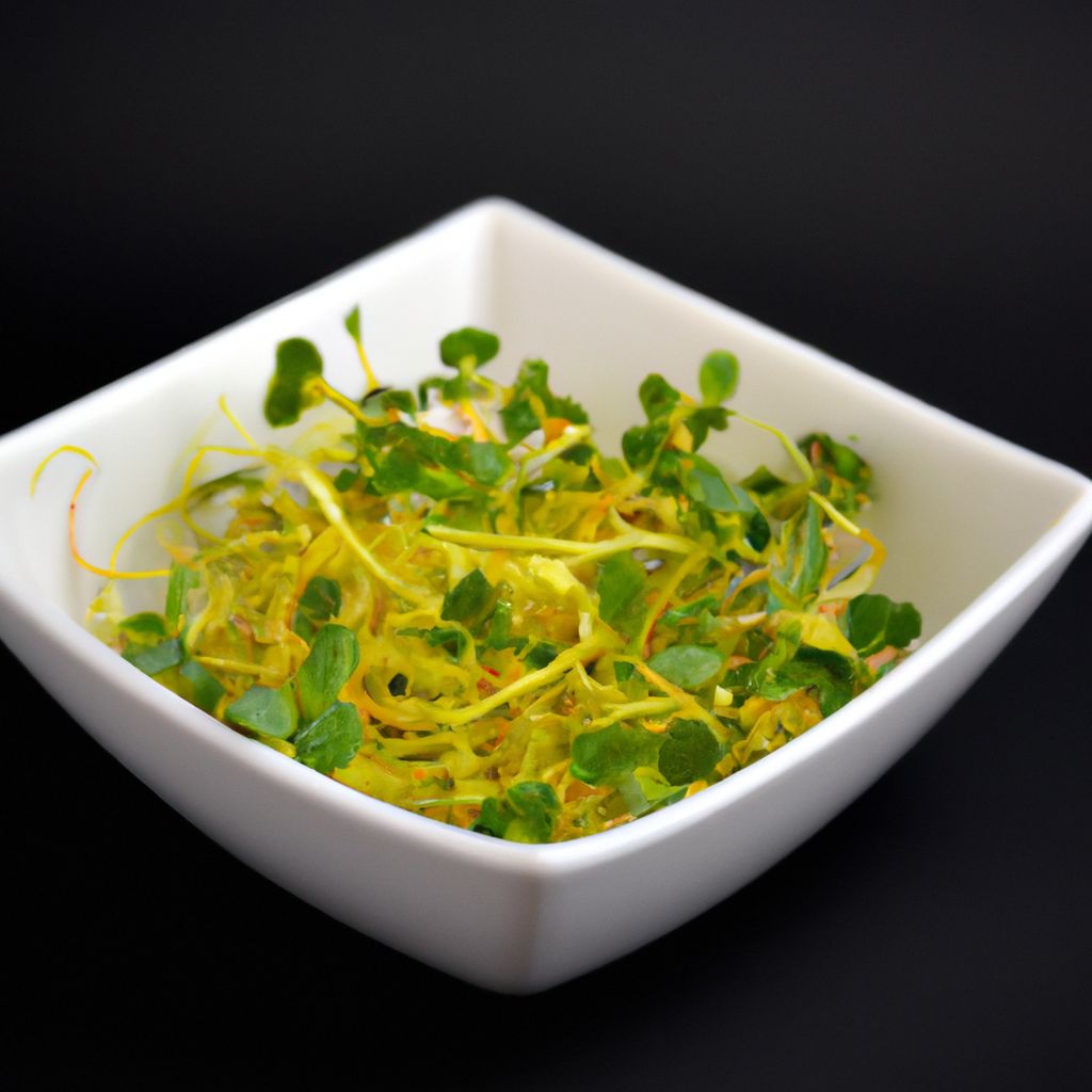 Salada de brotos de alfafa com vinagrete de laranja