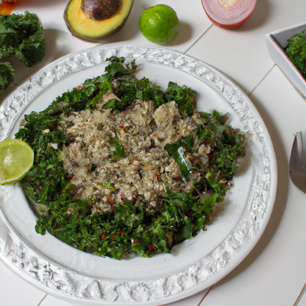 Salada de kale com abacate e quinoa