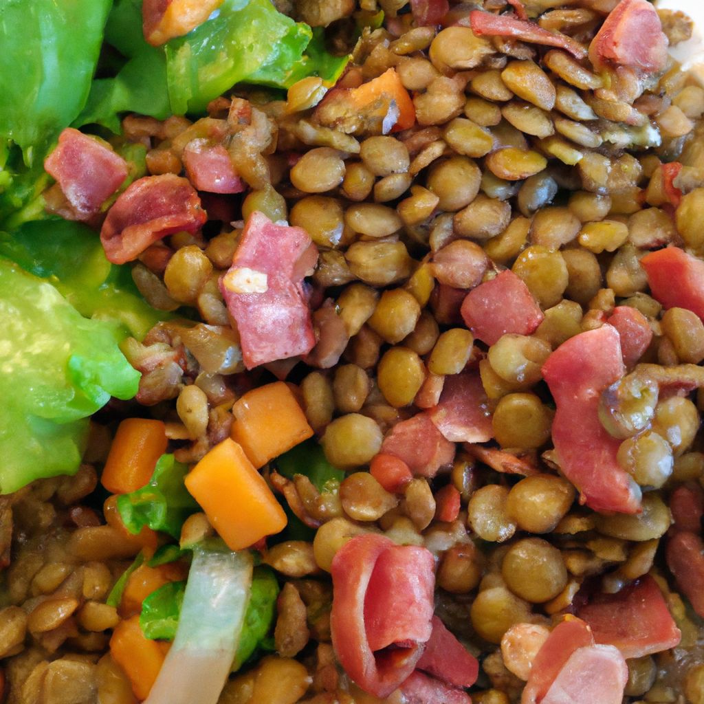 Salada de lentilha com bacon